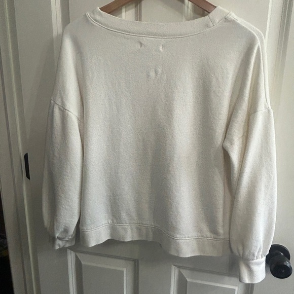Madewell off-white  V-Neck Sweatshirt size M. Oversized. Balloon sleeves - Picture 11 of 16